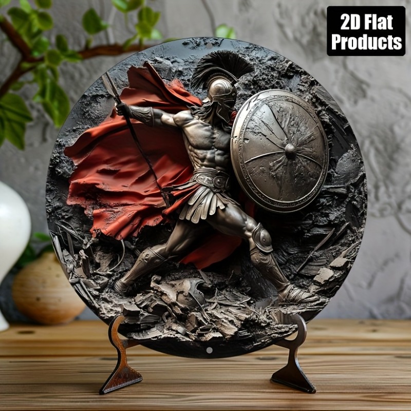 Art Craft Kitchen - Spartan Warrior Round Metal Aluminum Wall