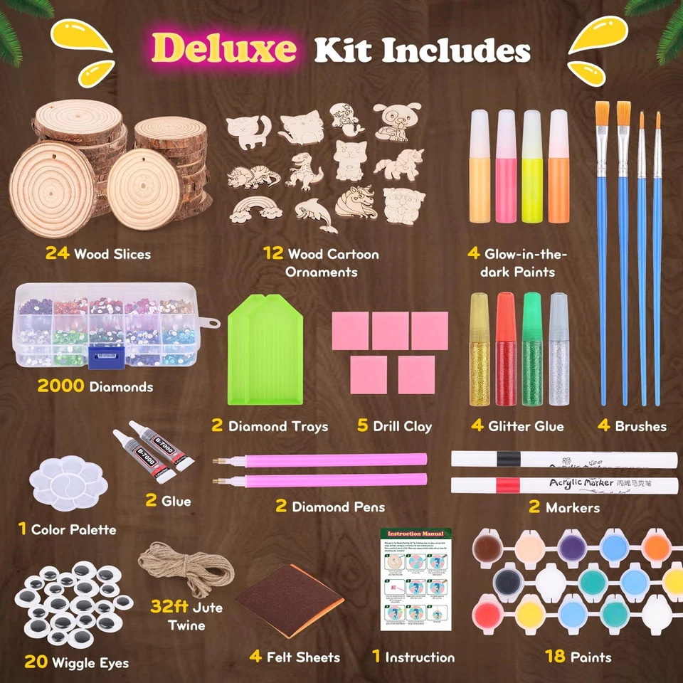 Art Craft Education - Kids Glow in Dark Wood Painting