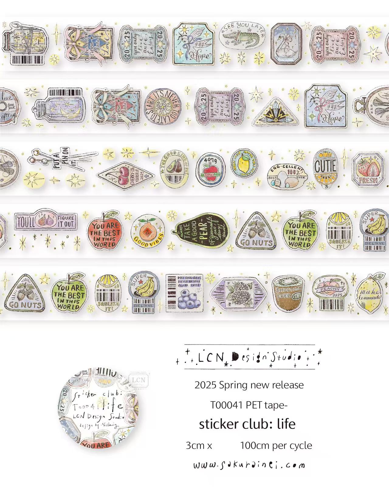 Washi Tape Rolls - 1 Loop LCN Vintage Sticker Club