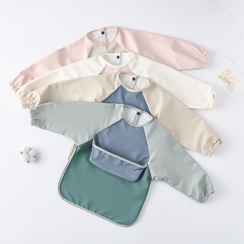 Kids Baby Long Sleeved PU Bibs - Art Craft Toddlers 评论和价格