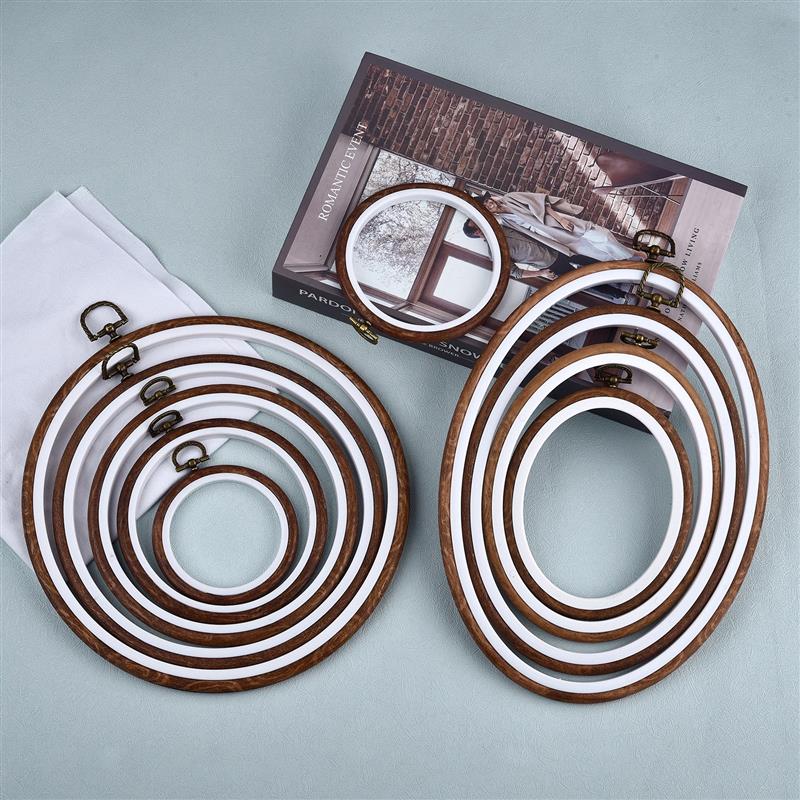 Round Oval Wooden Color Embroi - Embroidery Hoop Kit 评论和价格