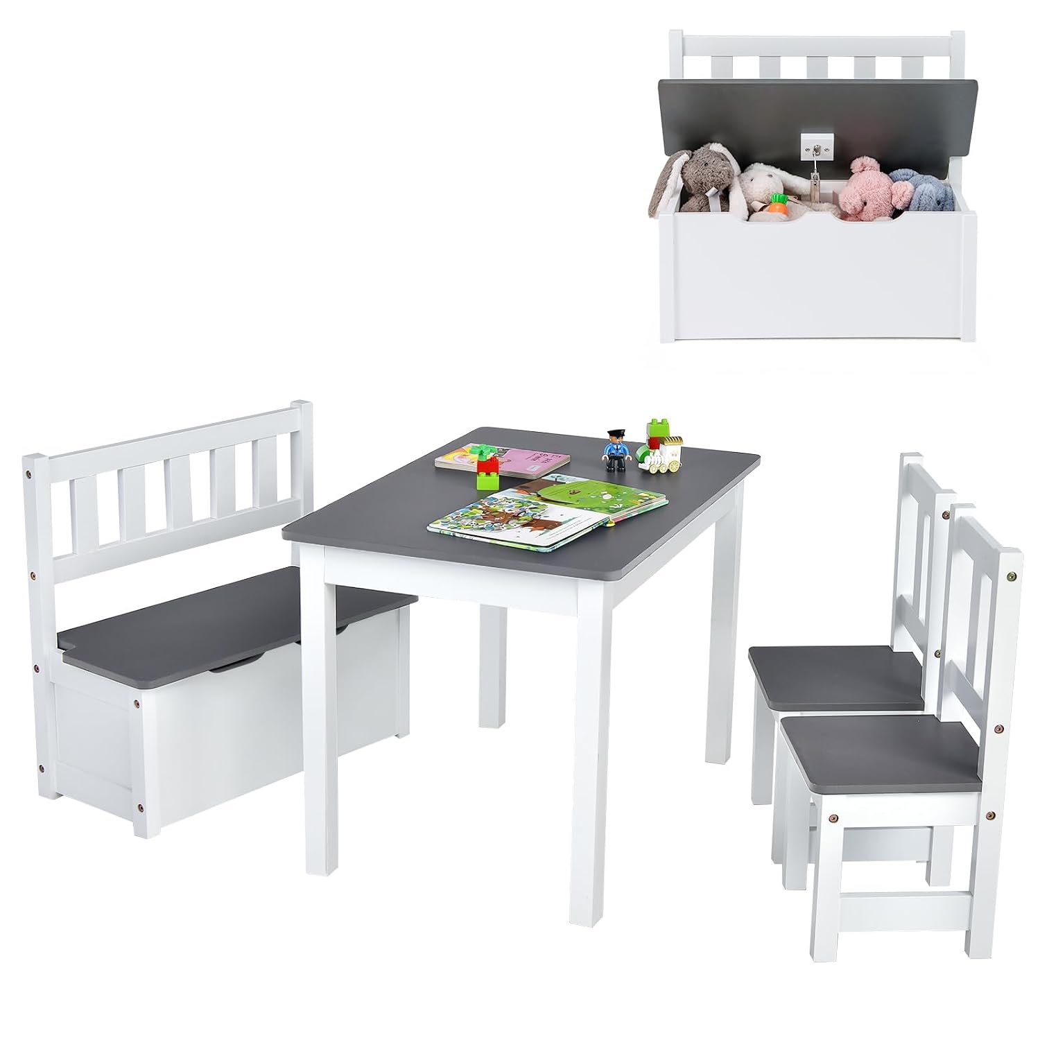 Wood Kids Table & Chair Set wi - Art Craft Toddlers 评论和价格
