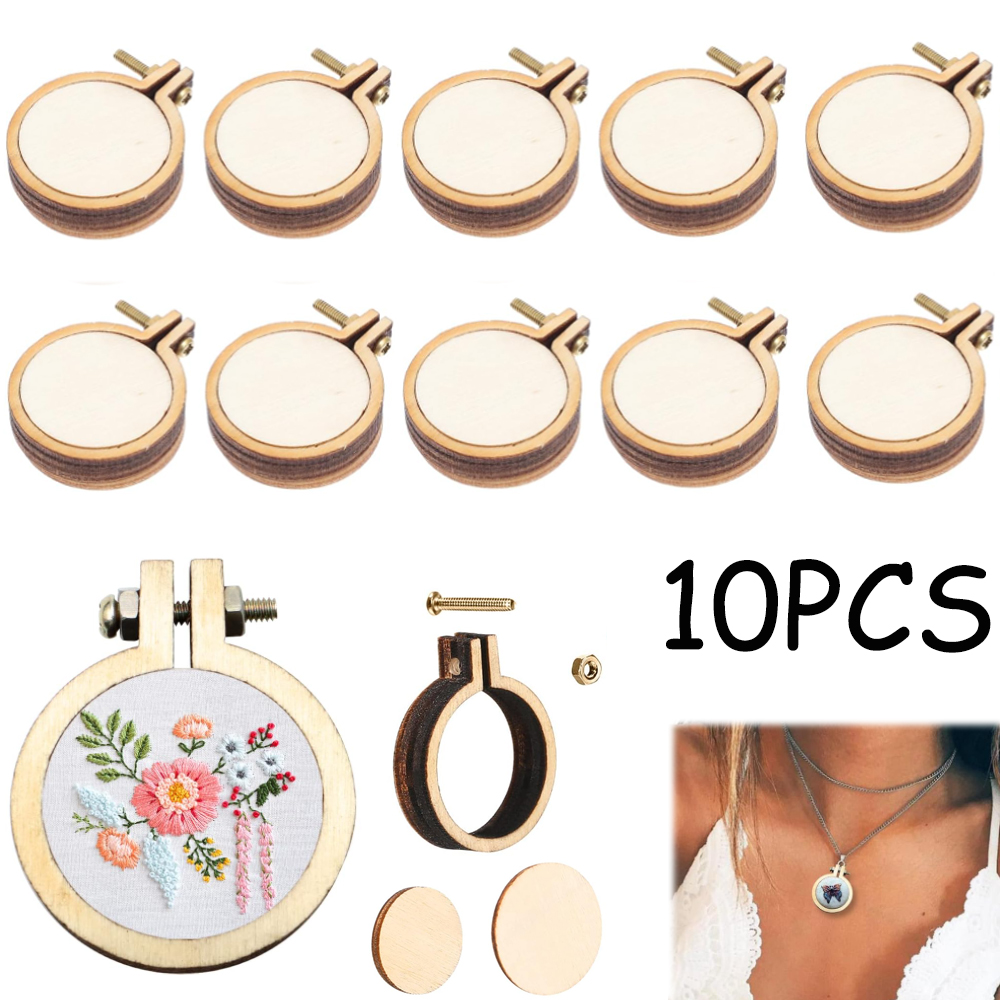10Pcs/Set Wooden Mini Embroide - Embroidery Hoop Kit 评论和价格