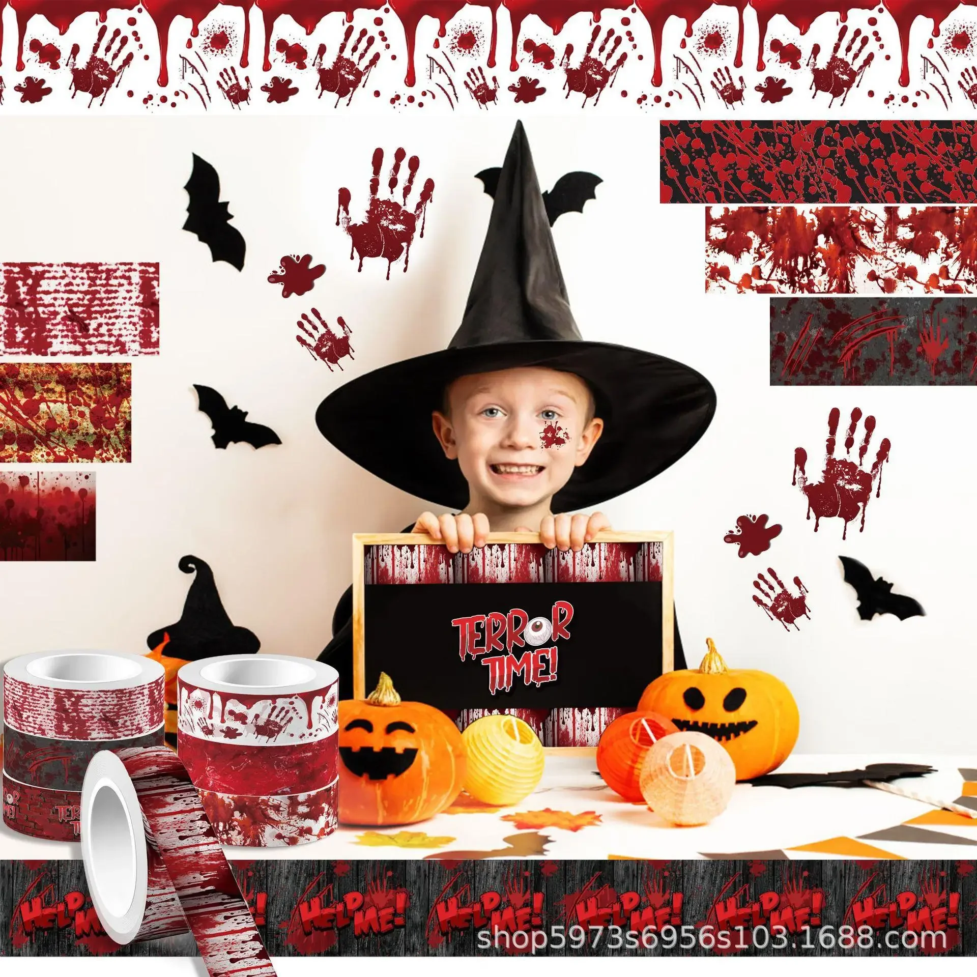 Halloween Bloody Hand Bleeding - Washi Tape Rolls 评论和价格