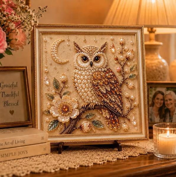 Owl Diamond Pearl Art DIY Pain - Art Craft Flower 评论和价格