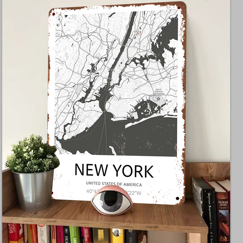 New York City Map Art Metal Wa - Art And Craft New York 评论和价格