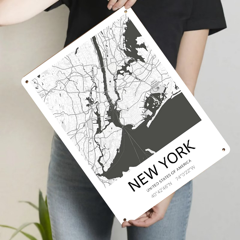 New York City Map Art Metal Wa - Art And Craft New York 评论和价格