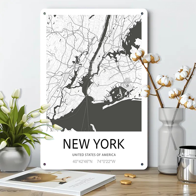 New York City Map Art Metal Wa - Art And Craft New York 评论和价格