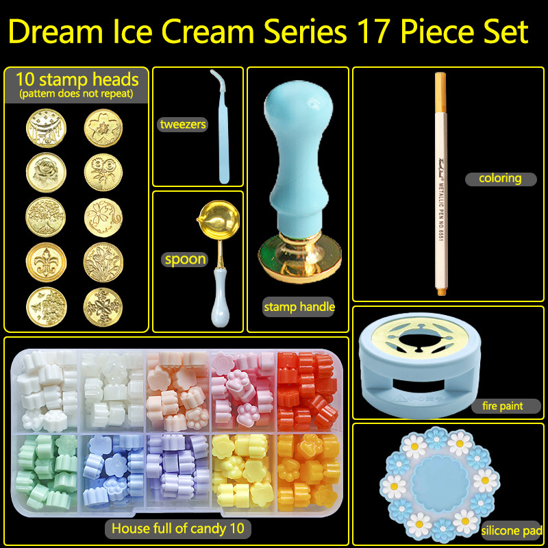 17PC/1Set Wax Seal Stamp Kit L - Batik Wax Kit 评论和价格